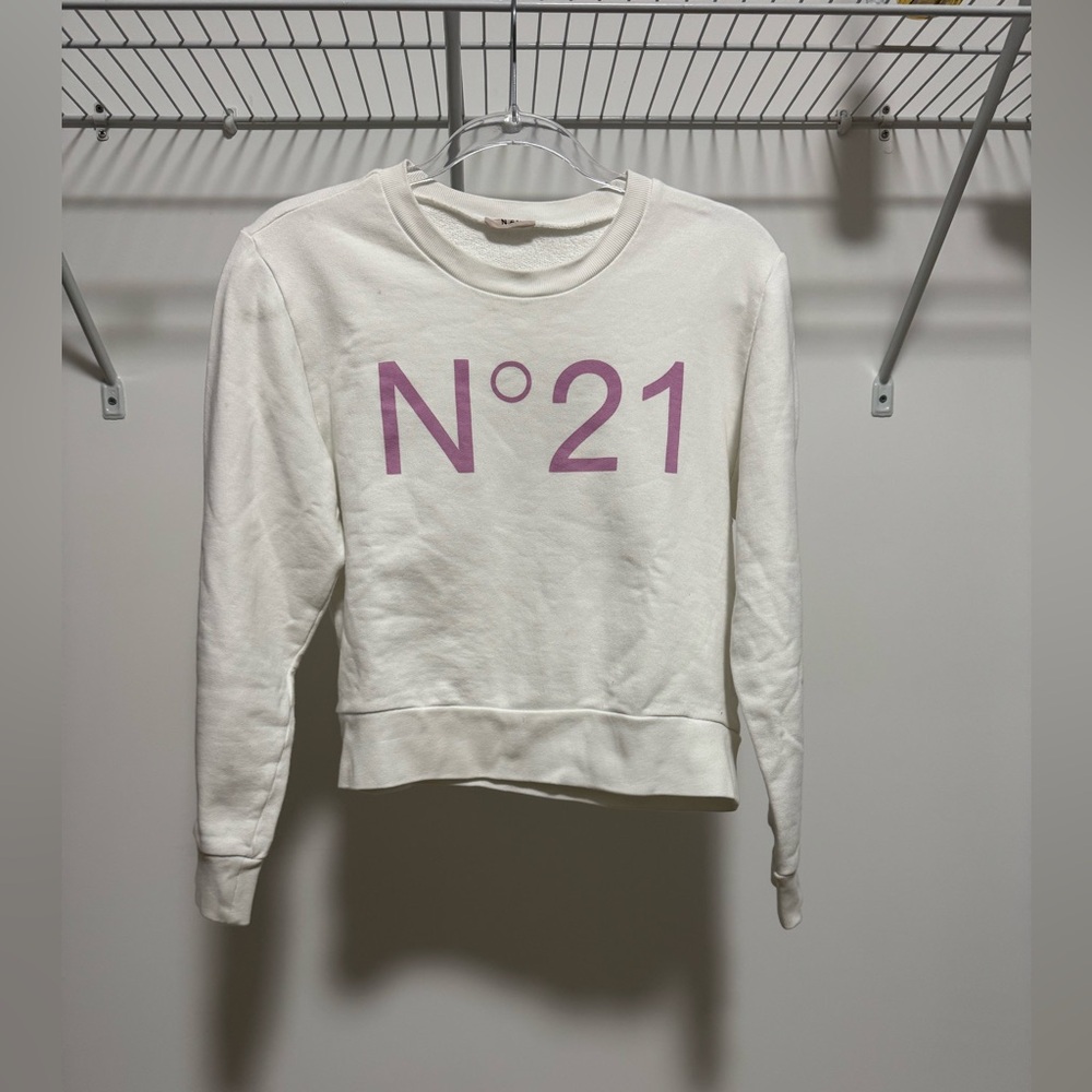 N°21 Girls White Logo Sweatshirt Size 16